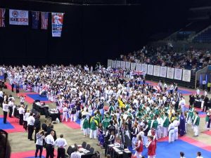 a large group of people preparing for the world cup