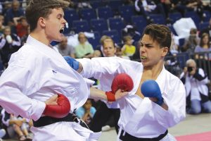 two karate students battling it out