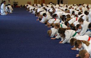 Students bowing in at a GKR Karate Class