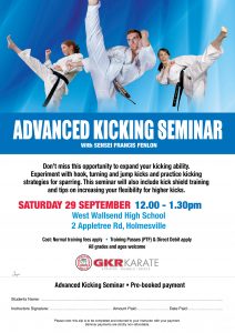 NSW Advanced Kicking Seminar Flyer 2018