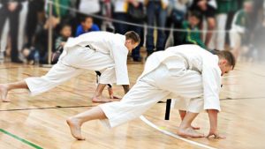 two men performing a specific stance