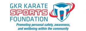 a logo of the gkr karate sports foundation which promotes personal safety, awareness, and wellbeing within the community
