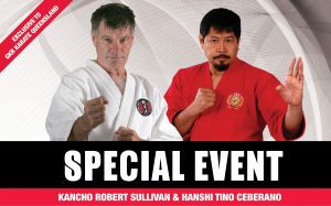 Kancho Robert Sullivan and Hanshi Tino Cebrano Qld Seminar Flyer