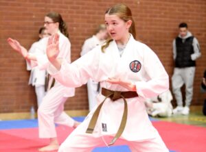 Participants demonstrating their karate skills at the UK Central Regional Tournament